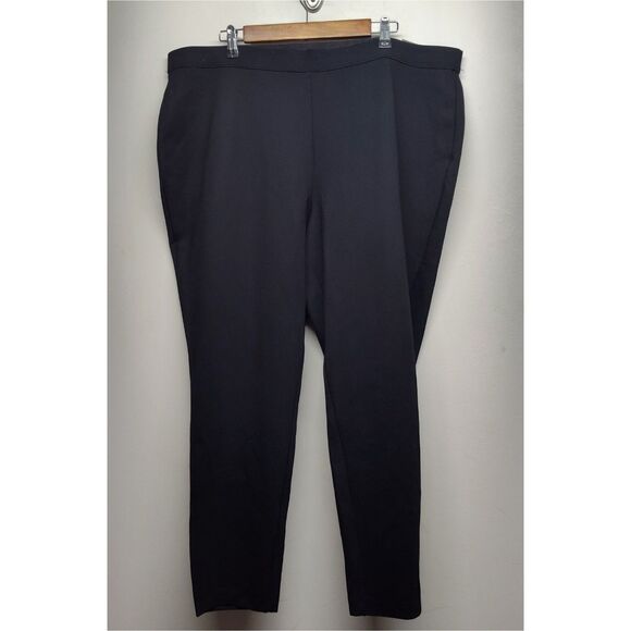 Talbots Pants - Talbots Soho Ankle Pants Women 22W Black Rayon Stretch Elastic Waist Tapered Leg